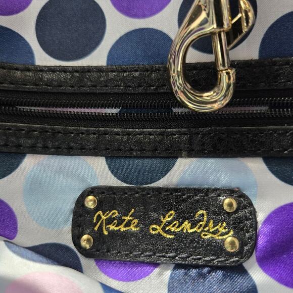 NEW Kate Landry Large Black Gold Canvas & Leather Hobo Shoulder Bag - Picture 9 of 11